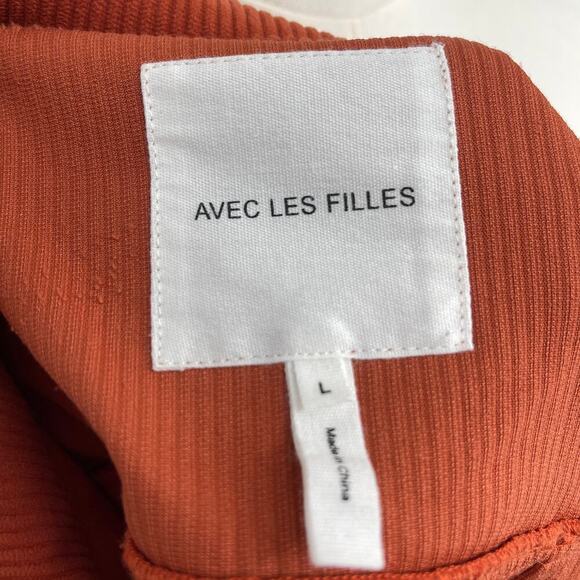 Avec Les Filles Relaxed Corduroy Shacket Oversized Burnt Orange Rust Size Large - Picture 11 of 13